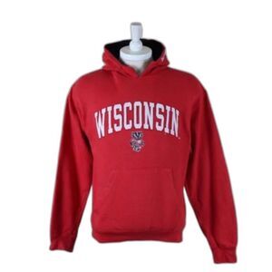 Campus Heritage Wisconsin Badgers Red Embroidered Pullover Hoodie Size M